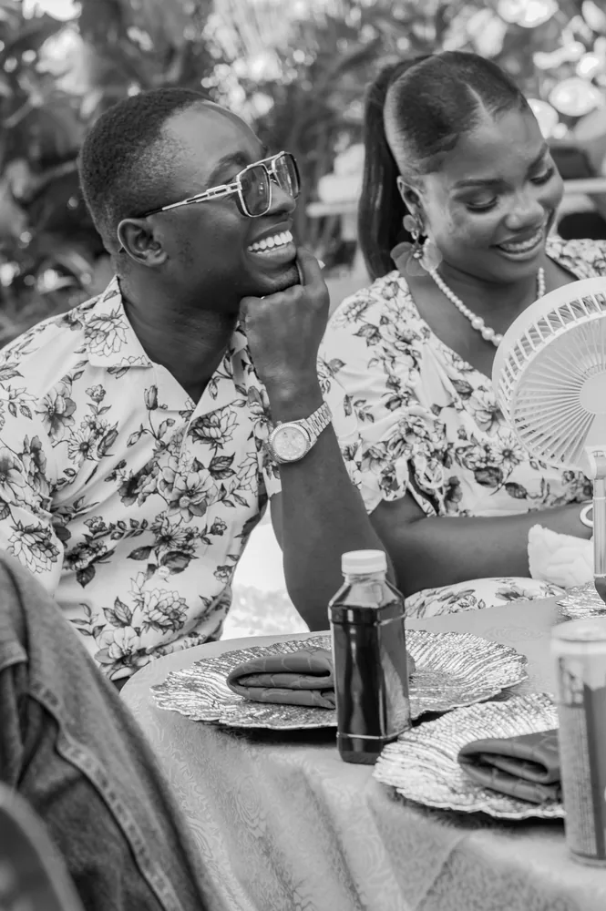 Banquet Laughter in Monochrome